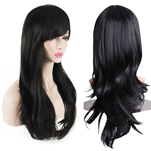 Akstore 28 inch Fashion Wigs Long Wavy Black Curly Hair